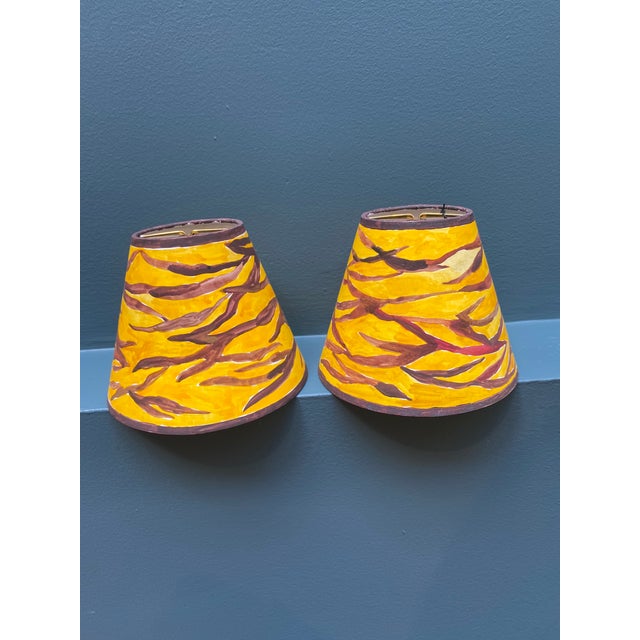 Contemporary Happy Menocal Contemporary Hand Painted Bistro Lampshades - a Pair For Sale - Image 3 of 3