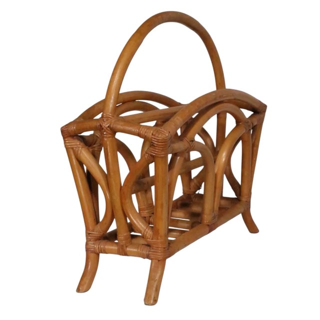 Mid-Century Modern Mid 20th Century Bamboo Magazine Rack For Sale - Image 3 of 10