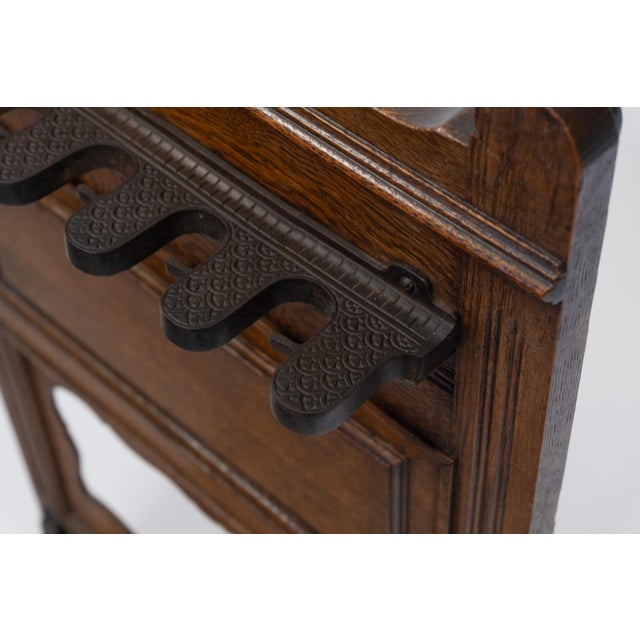 Antique Edwardian Oak Snooker Pool Cue Rack Stand, 1890s For Sale - Image 4 of 12