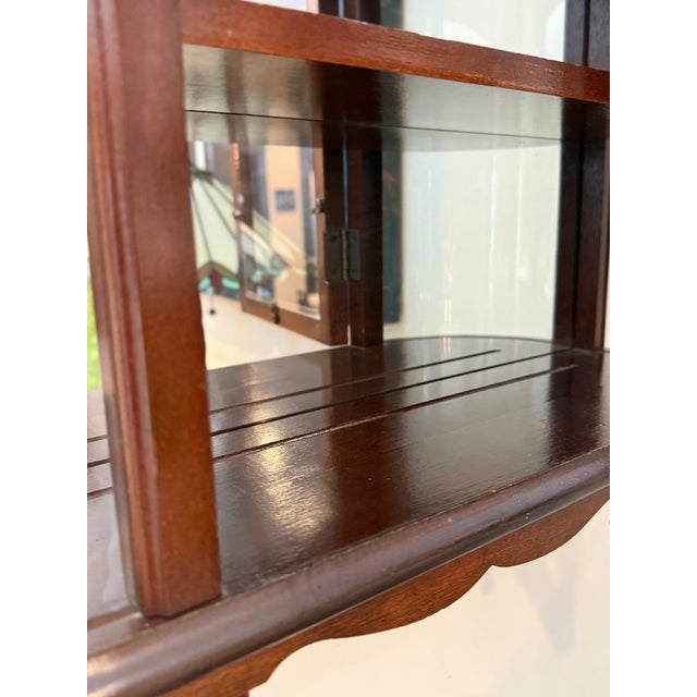 Victorian Curved Glass Mahogany 3 Tier Hanging Vitrine Wall Display Curio Cabinet For Sale - Image 10 of 13