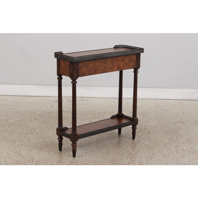 Theodore Alexander 2 Tier Leather Wrapped Console Table For Sale - Image 16 of 16