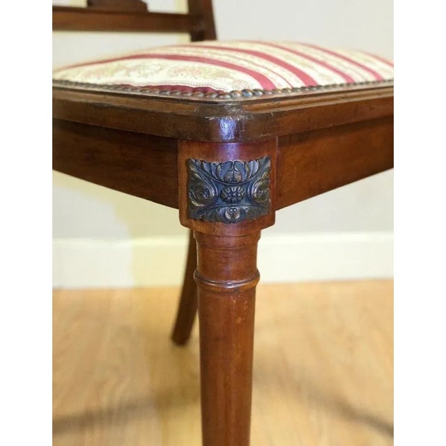 Set of Hardwood Occasional Chairs with Stipe Fabric Seat & Studs For Sale - Image 9 of 13