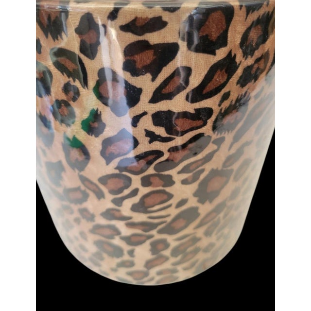 Vintage Vinyl Leopard Lucite Handle Ice Bucket Holder For Sale In West Palm - Image 6 of 6