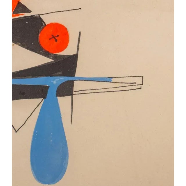 Plastic Sacha Kolin Modernist Abstract Gouache and Ink on Paper For Sale - Image 7 of 9
