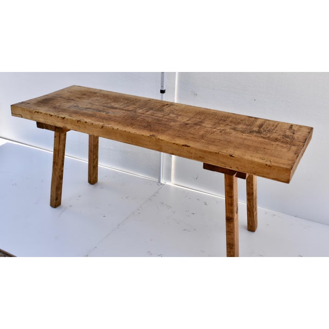 Oak Pig Bench Butcher Block Side Table | Chairish