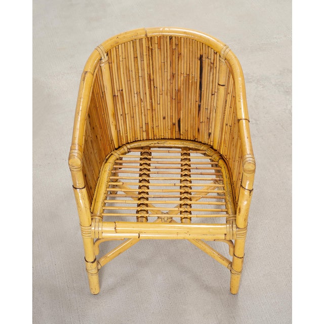 Set of Four McGuire Barrel Back Rattan Bamboo Dining Armchairs For Sale - Image 10 of 18