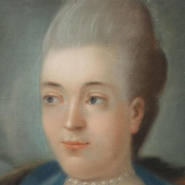 Portrait of Marie Antoinette of Habsburg-Lorraine, Crayon on Paper on Canvas, Framed For Sale - Image 4 of 10