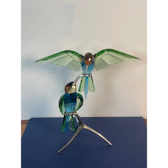 1970s 1970s Swarovski Birds of Paradise Bee Eaters Heinz Tabertshofer 957128 Crystal Sculpture in Box For Sale - Image 5 of 10
