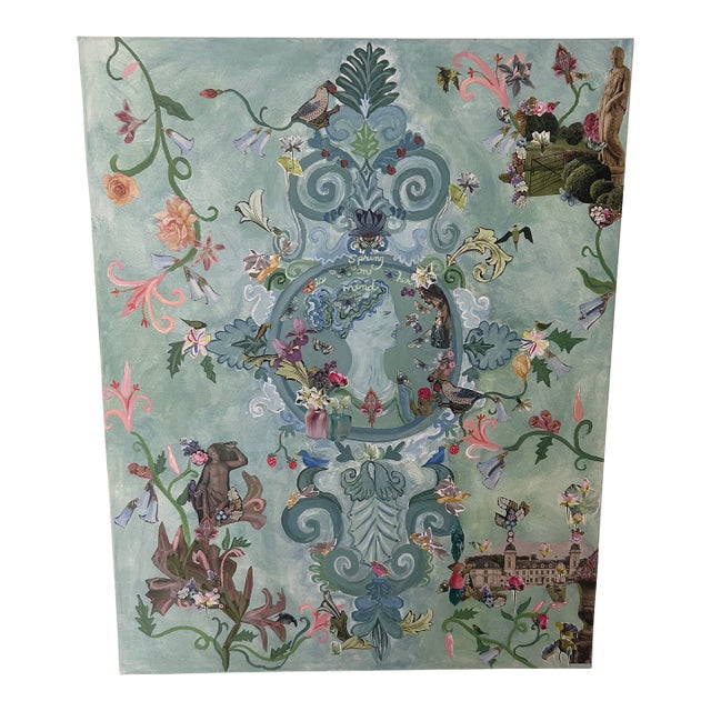 Mixed Media Painting & Collage Titled Spring Is on Her Mind For Sale