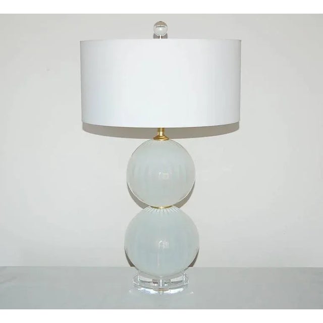 Swank Lighting Joe Cariati Glass Ball Lamps White For Sale - Image 4 of 8