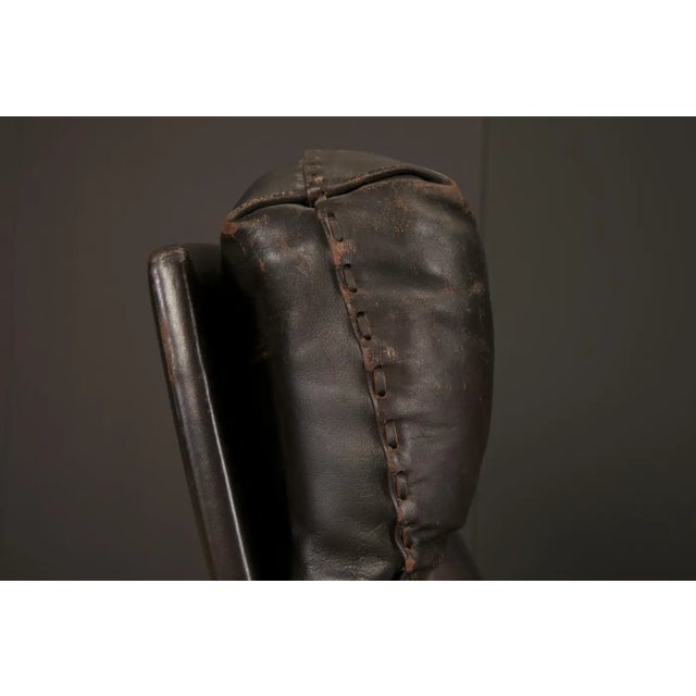 Animal Skin De Sede Ds-31 Swivel Chair in Hand-Stitched Dark Brown Leather Switzerland 1970s For Sale - Image 7 of 16