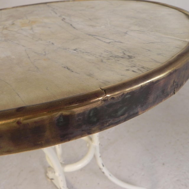 Bistro Table with Marble Top and Brass Rim, 1890s For Sale - Image 9 of 18