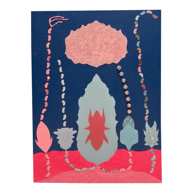 Orig Nancy Goodman Lawrence Acrylic & Collage Painting - I’m Not Really a Pink Person For Sale