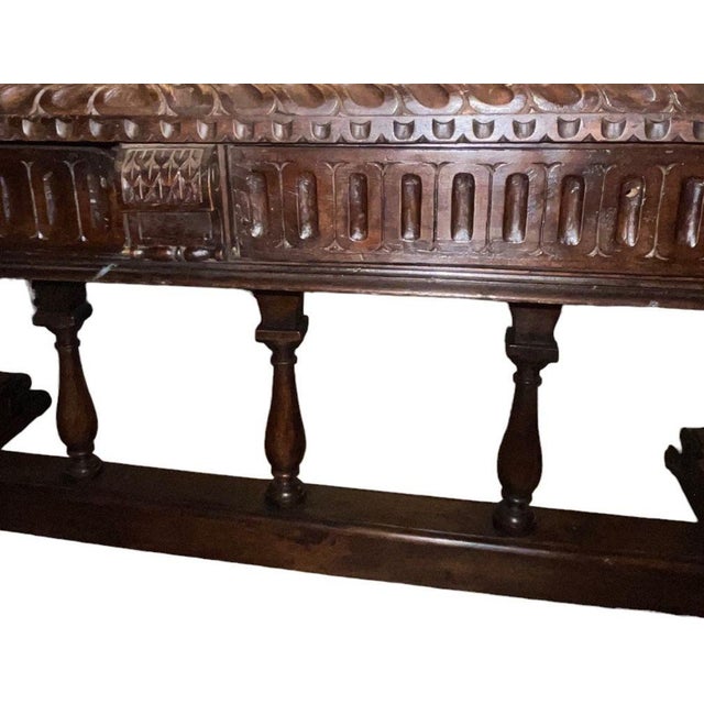 Renaissance Revival Carved Walnut Trestle Continental Table. Italy, Late 19th C. For Sale - Image 4 of 8