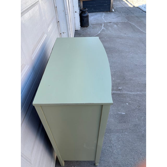 Early 20th Century Painted Vintage Dresser | Cottage Style Chest of Drawers | Farmhouse Tall Dresser | Green Bedroom Storage | Shabby Chic Four Drawer Chest For Sale - Image 5 of 12