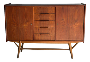 Teak Sideboard Credenza Large Dining Storage Cabinet Danish Mid-Century Modern 1960s