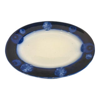 Late 18th Century Doulton Willow & Aster Flow Blue Ironstone Platter For Sale