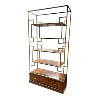 Theodore Alexander Vanucci Eclectics Pacific Walnut & Brass Etagere For Sale