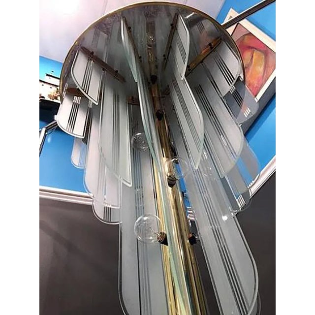 Art Deco Art Deco Revival Glass Chandelier For Sale - Image 3 of 9