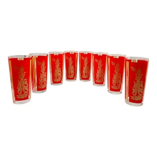 Mid-Century Goddess/Princess Tall Tumblers or Highball Glasses - Set of 8 For Sale