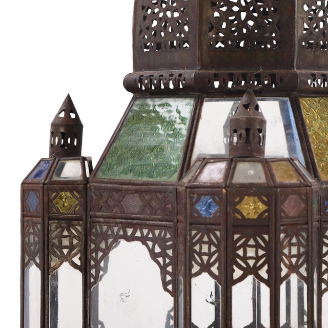 1960s Large Moroccan Tin Lantern For Sale - Image 4 of 7