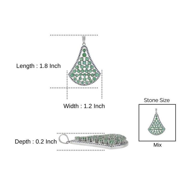 4.17 Carat Statement Emerald Pendant in 925 Silver With Sapphire Detailing For Sale - Image 9 of 12