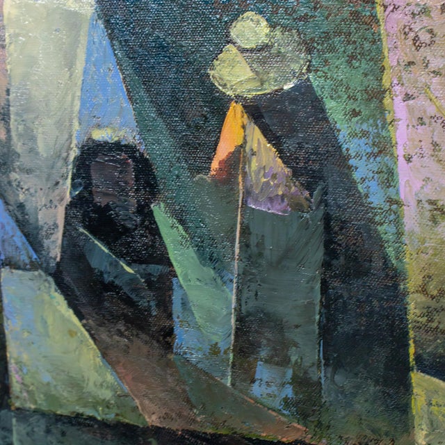 Mid to Late 20th Century Abstract Large Oil Painting or Wall Art Signed by Artist S. Khan Boon For Sale - Image 9 of 18