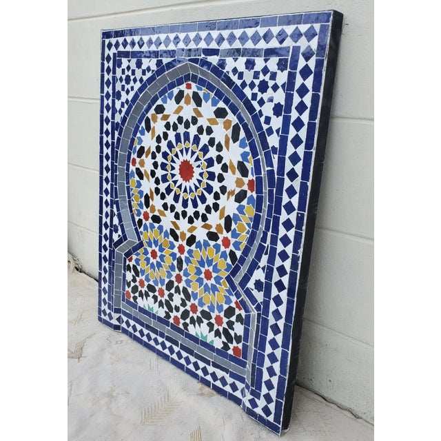 Handmade Moroccan Multicolor Mosaic Panel / Grey and Burgundy For Sale - Image 4 of 6
