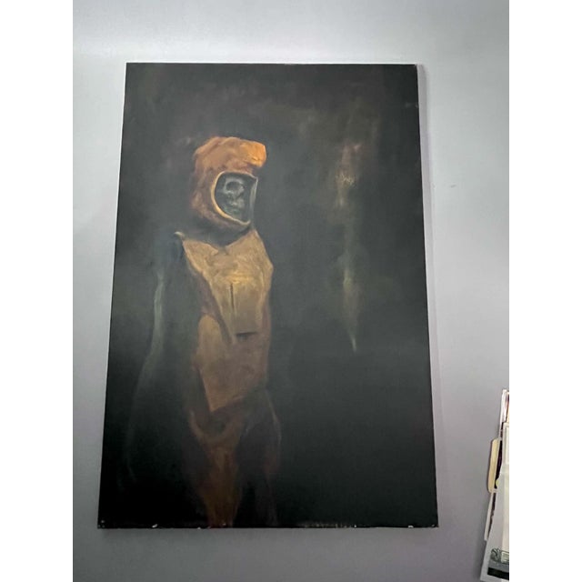 Textile Walt Morton “Zombie Painting” 1995 Oil Study, Surreal, Dead Astronaut, 24x36 For Sale - Image 7 of 15