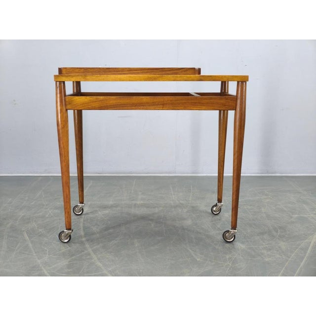 1970s Mid-Century Walnut Serving Cart, Czechoslovakia, 1970s For Sale - Image 5 of 16