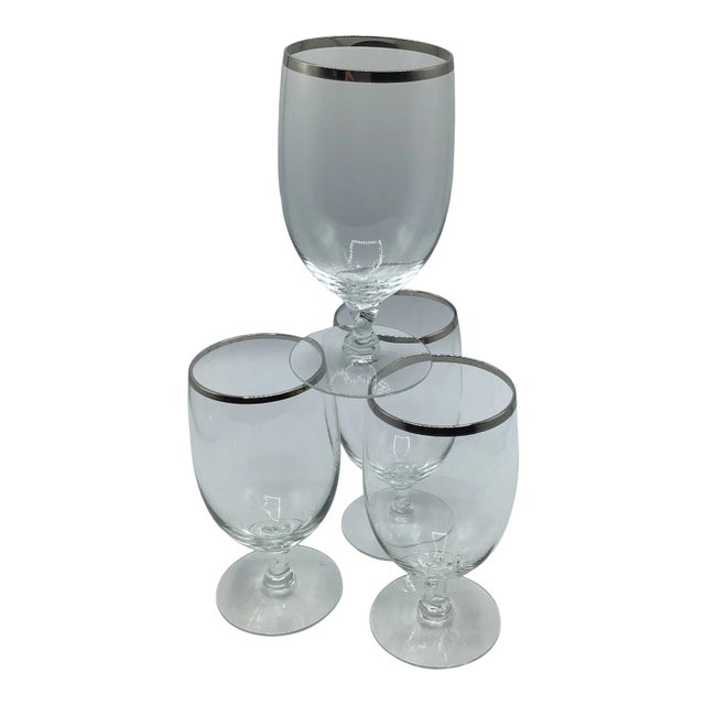 Platinum Rim Cocktail Glasses-Set of 4 For Sale