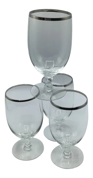 Vintage Crystal Platinum Rim Cocktail Glasses-Set of 4