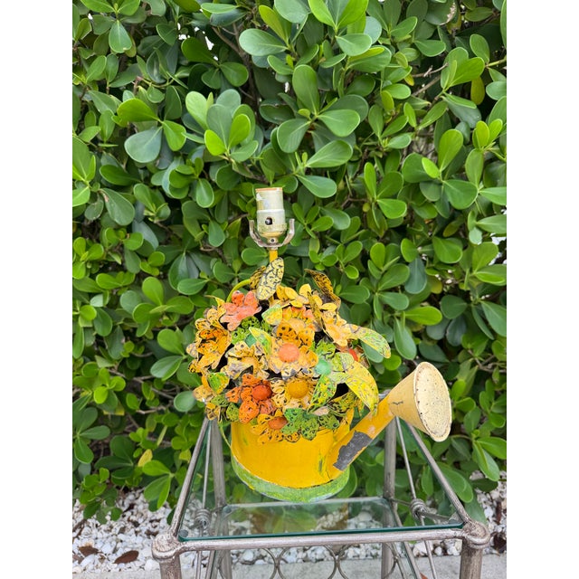 Late 20th Century Vintage Folk Art Watering Can Table Lamp For Sale - Image 5 of 11