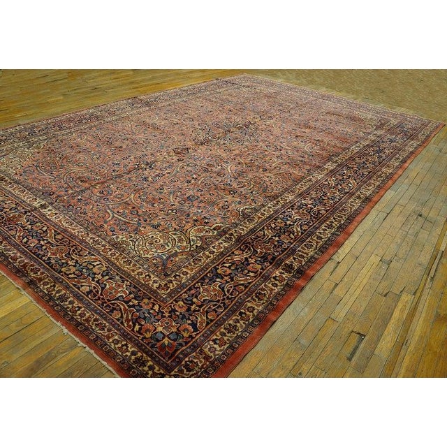 1900 - 1909 1900s Fine Traditional Antique Red Rust Floral Medallion Dabir Kashan Rug For Sale - Image 5 of 9
