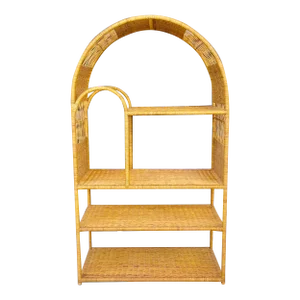Large Double Arch Rattan Etagere From 80's