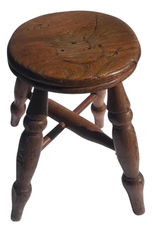 19th Century Walnut Child's Stool, Hand Carved