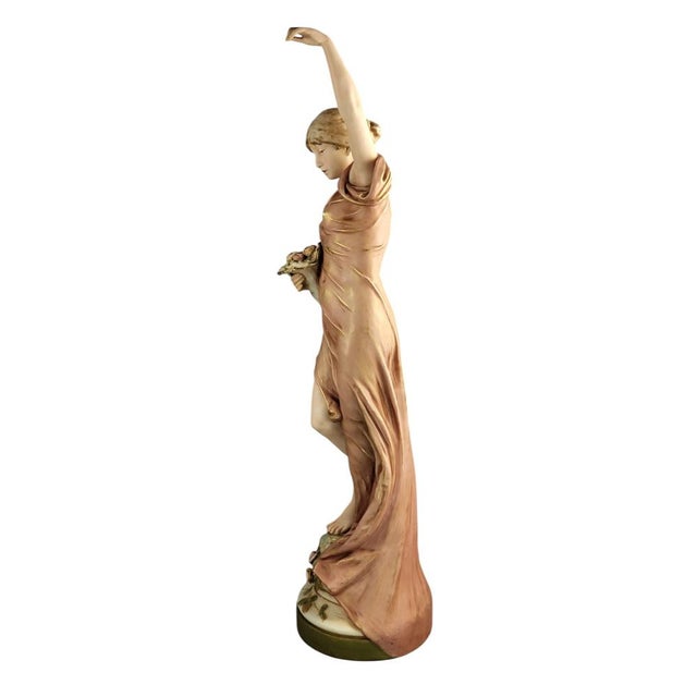 Graceful Maiden Porcelain Sculpture from Royal Dux, Early 20th Century For Sale - Image 3 of 10