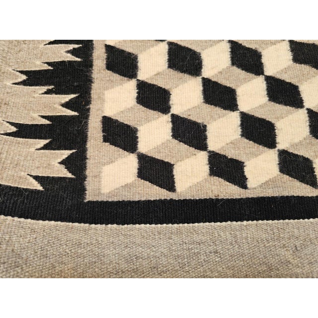Vintage Native American Navajo Rug, Handwoven Wool, Allover Tumbling Block Pattern, 3x5 For Sale - Image 9 of 13
