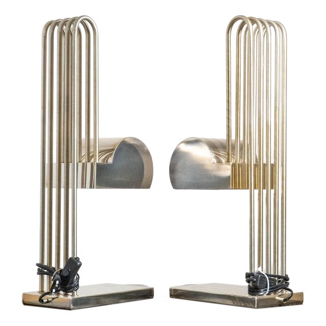 Art Deco Architectural Table Lamps by Marcel Breuer, France, 1920s, Set of 2 For Sale