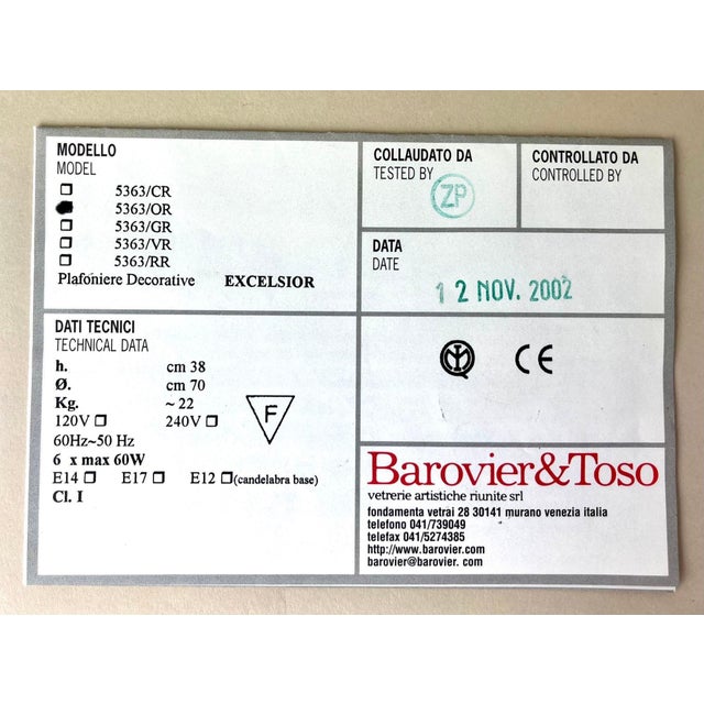 Golden Murano Glass Flush Mount from Barovier & Toso, Italy For Sale - Image 15 of 16