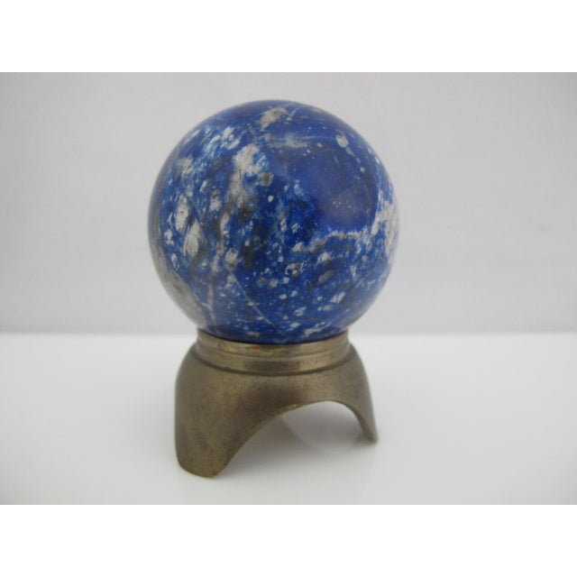 Small Lapis Lazuli Quartz Crystal 179gr Earth Ball Sphere With Stand For Sale - Image 4 of 6