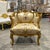 French Style Beige & White Bergère Wing Chair With Gold Leaf Details For Sale - Image 4 of 6