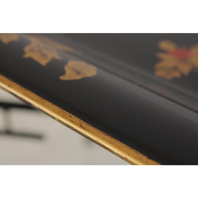 Metal Black & Gold Toleware Tray Top Table For Sale - Image 7 of 17