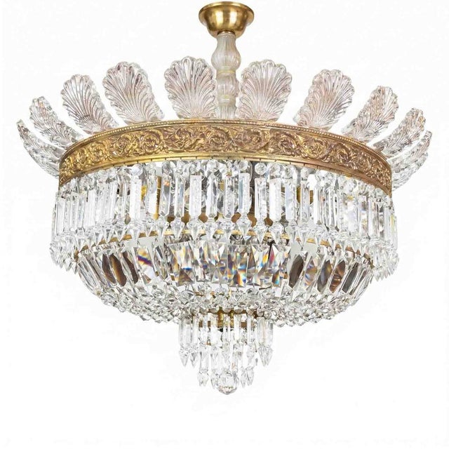 Large Italian Gilded Bronze and Crystal 6-Light Chandelier, 1960s For Sale - Image 16 of 16