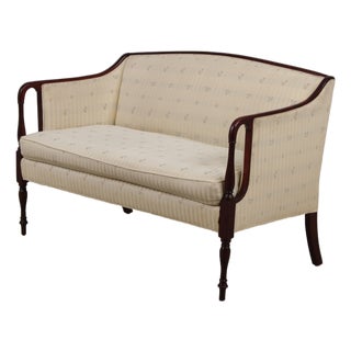 Laine Sheraton Style Mahogany Settee Loveseat For Sale