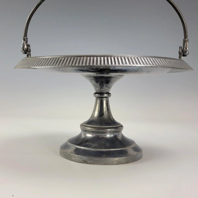 Contemporary Antique Pairpoint Quadruple Plated Bridal Basket Compote With Etched Birds and Flowers #1223 For Sale - Image 3 of 13