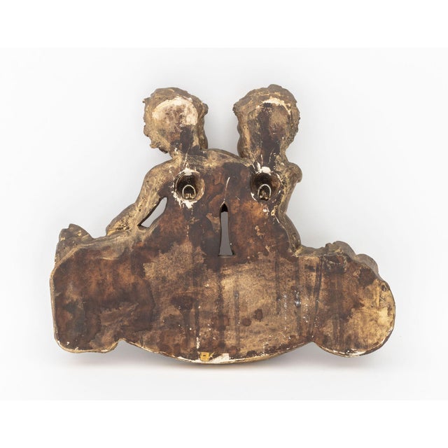 Sculpture Materials Belle Epoque Style Two Cherubs Gilt Applique For Sale - Image 7 of 7