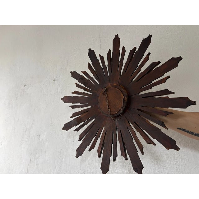 Rare 1940s French Big 24" Convex Gold Gilt Sunburst Starburst Mirror For Sale - Image 10 of 10