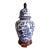 Large Blue & White Chinoiserie Botanical Temple Jar on Lacquered Base – Bombay Company, Circa 1990s For Sale