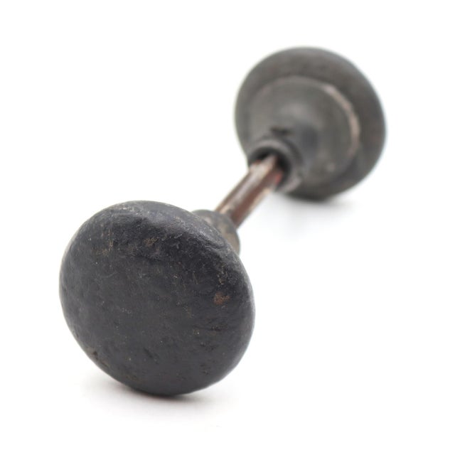 Antique Arts & Crafts Hammered Cast Iron Passage Door Knob Set For Sale - Image 6 of 10